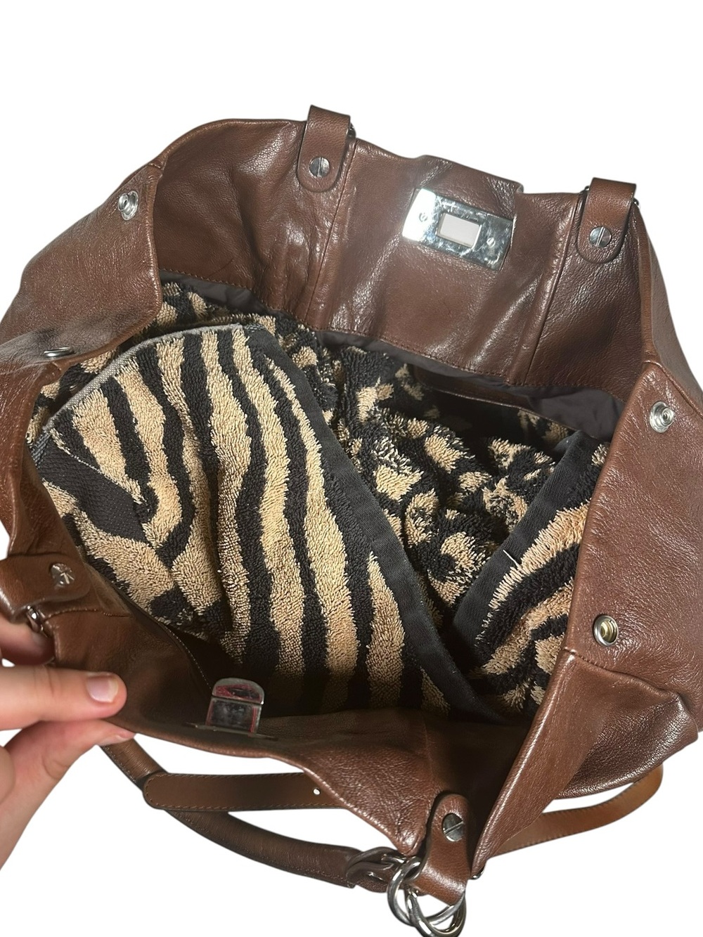 Marni FW09 Oversized Brown Leather Slouch Hobo Tote Bag Crossbody Purse Italy - Picture 14 of 15